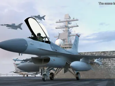 Fighter F 16 Fighting Falcon With Jet Armament Rigged for Cinema 4D 3D model purchase