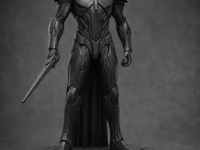 Knight Prime Sentinel Commander 32mm STL SciFi Miniature 3D print model
