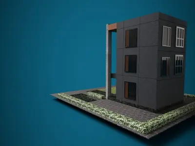 Low Poly Exterior 3D House  PBR Textured  1163 Polygon  Low-poly 3D model