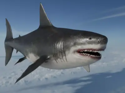 Megalodon Shark  Low-poly 3D model