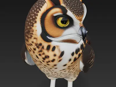 Owl Wild Realistic 3D Model - Low Poly Realistic Low-poly 3D model