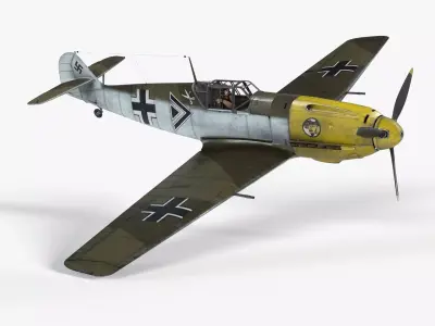 Messerschmitt BF109 German Fighter Airplane Desert V3 3D model