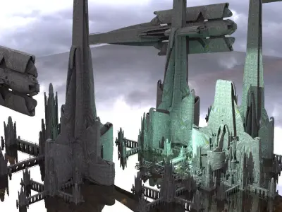 Sci Fi spaceport 1 Kitbash 3D model