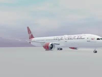 Virgin Atlantic Boeing 787-9 dreamliner  Low-poly 3D model