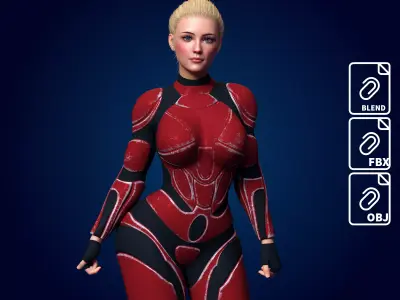 Realistic Detailed Sci-Fi Woman - Silvi Low-poly 3D model