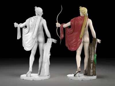 Apollo statue collection Low-poly 3D model
