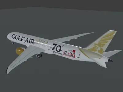Gulf Air Boeing 787-9 dreamliner Low-poly 3D model