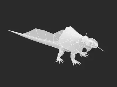 Animated Frill-Necked Lizard Low-poly 3D model