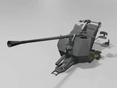 37 mm Flak 37 Anti Aircraft Gun Low-poly 3D model