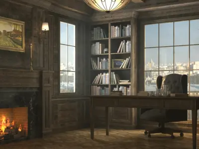Classic Office Interior- 8K PBR Textures 3D model