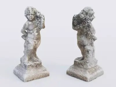 Weathered Cherub Angel Statue Low-poly 3D model