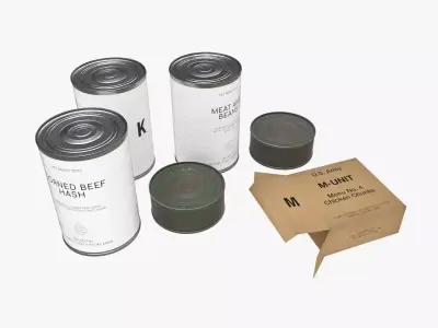 US K-rations set WWII Low-poly 3D model