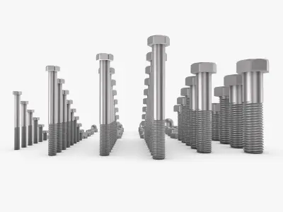 Bolts and nuts collection 3D model