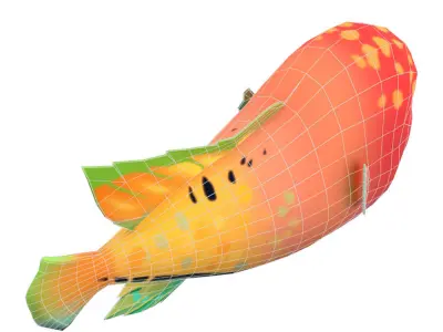 Redhead Cichlid Fish Cartoon Animated Low-poly 3D model
