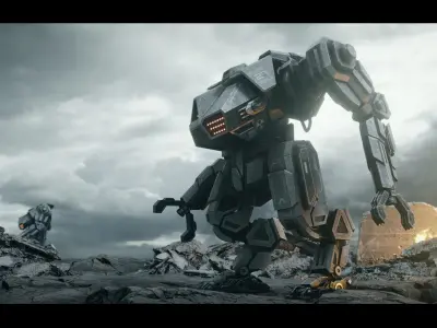 Sci-fi Military Mech Low-poly 3D model