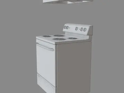 Stove with Hood Free low-poly 3D model