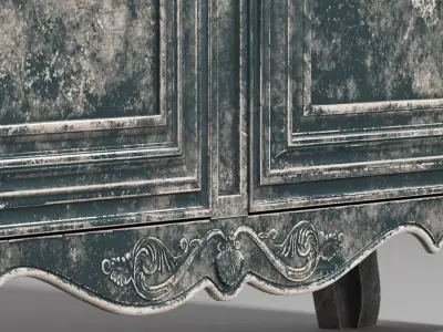 Old painted table Free 3D model