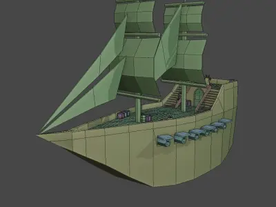 Low-Poly Medieval Ship Low-poly 3D model