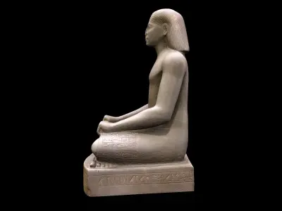 Egyptian Seated Scribe Statue 3D model