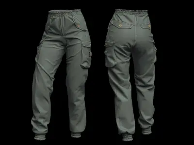 3 CARGO PANTS Low-poly 3D model