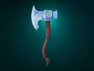 Stylized Colorful Axe Low-poly 3D model