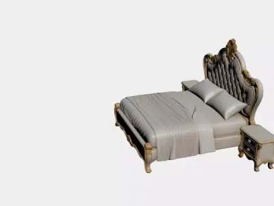Italian concept bed and two dresser 3D model set Free 3D model