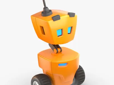 Cute Stylized Cartoon Robot Orange 3D model