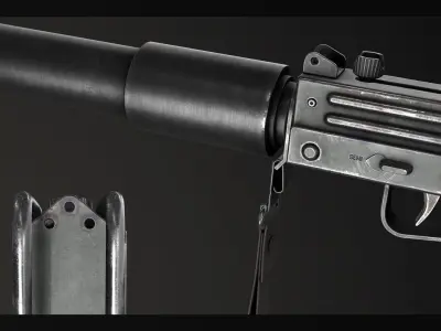 PBR MAC-10 and Suppressor Low-poly 3D model
