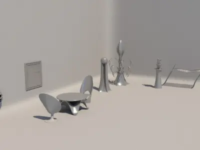 Furniture and decorations Low-poly 3D model