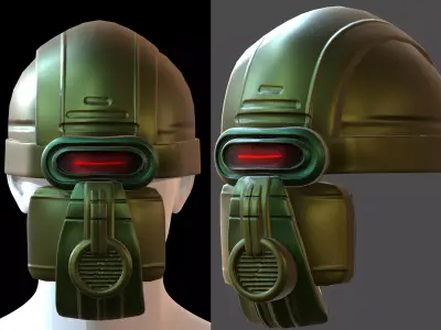 Gas mask helmet 3d model scifi Low-poly Low-poly 3D model Low-poly 3D model 90
