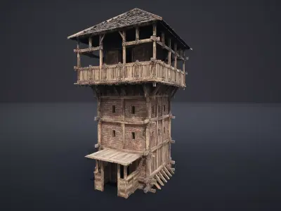 MEDIEVAL WATCHTOWER TOWER FORT FORTRESS CASTLE WALLS AAA NEXTGEN Low-poly 3D model