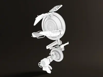 Rigged SCIFI Robot Laser Engraver Mechanical Arm 3D model