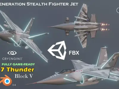 JF-17 Thunder Block V Low-poly 3D model