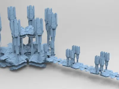 Dark Elven Sci-Fi Dome Arch Tower Bridge  3D model