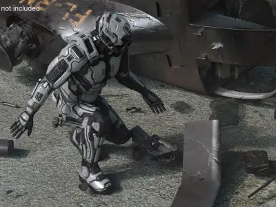 Futuristic Armored Robot Rigged for Maya 3D model