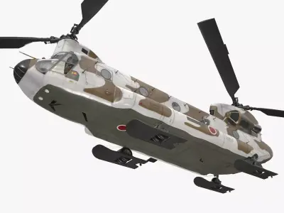  CH-47J Chinook JGSDF Winter Basic Animation Low-poly 3D model