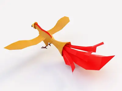 Fantasy bird low poly 3d model  Low-poly 3D model