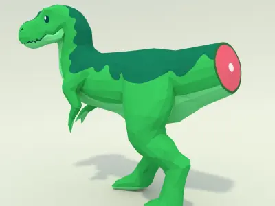 Low-poly T-rex Standing Pose Printable 12 colors Low-poly 3D model
