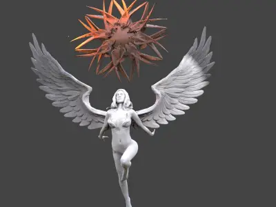 Angel of Abundance Crystal Star statue 3D model