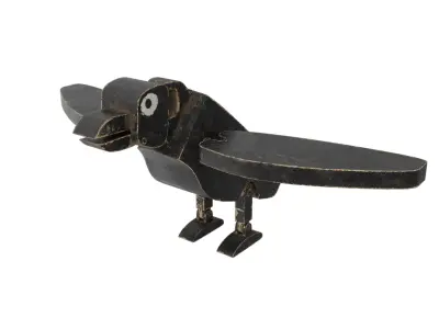 Wooden Toy Raven Low-poly 3D model