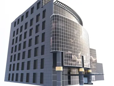 Skyline View Hotel and office buildings 3D Model Low-poly 3D model