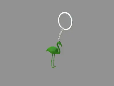  flamingo keychain green 3D model