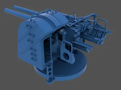 Yamato type 89 AA turret - Commercial license - 1-350 scale 3D print model