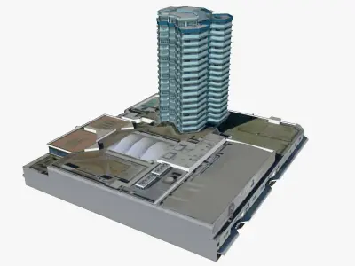 Ocean Plaza Resort Low-poly 3D model