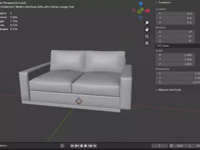 Modern Sectional Sofa with Chaise Lounge - Sample File 3D model