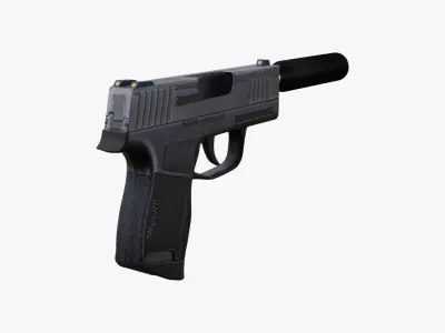 Silenced Pistol P365 Low-poly 3D model