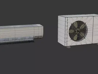 Modern AC Unit with Outdoor Condenser Low-poly 3D model