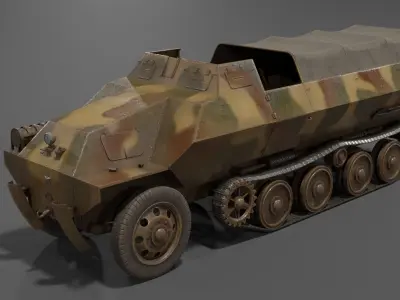 Type 1 Ho-Ha half-track armoured personnel carrier Low-poly 3D model