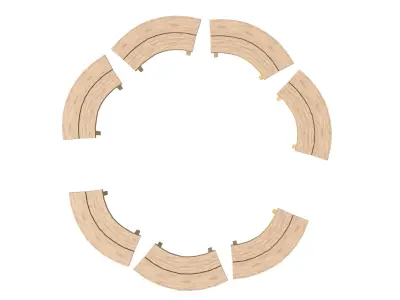 Bench5 six wooden benches arranged in circle Low-poly 3D model