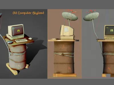 Old Computer Stylized  Low-poly 3D model